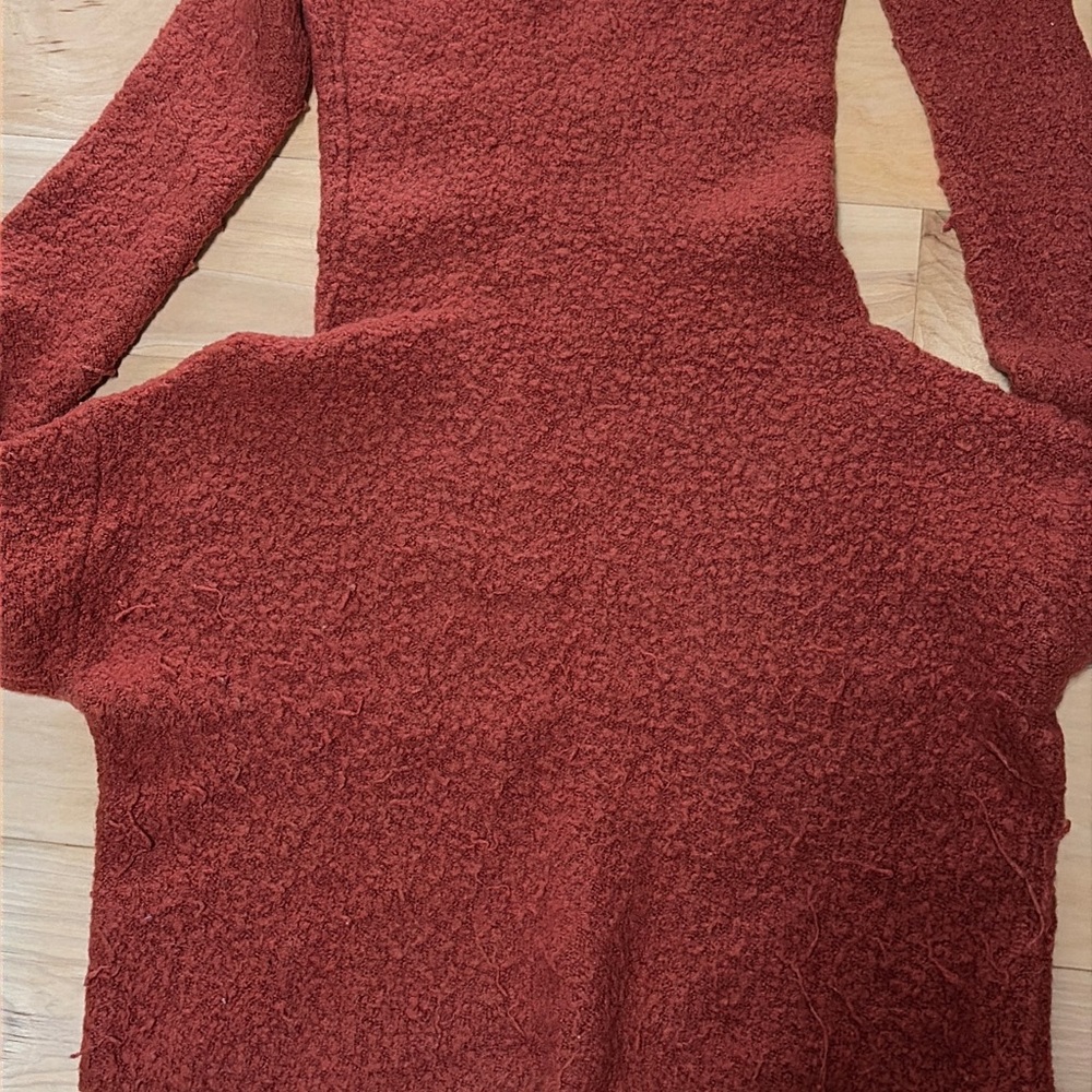 Free People Textured Long Sleeve sweater in Rust